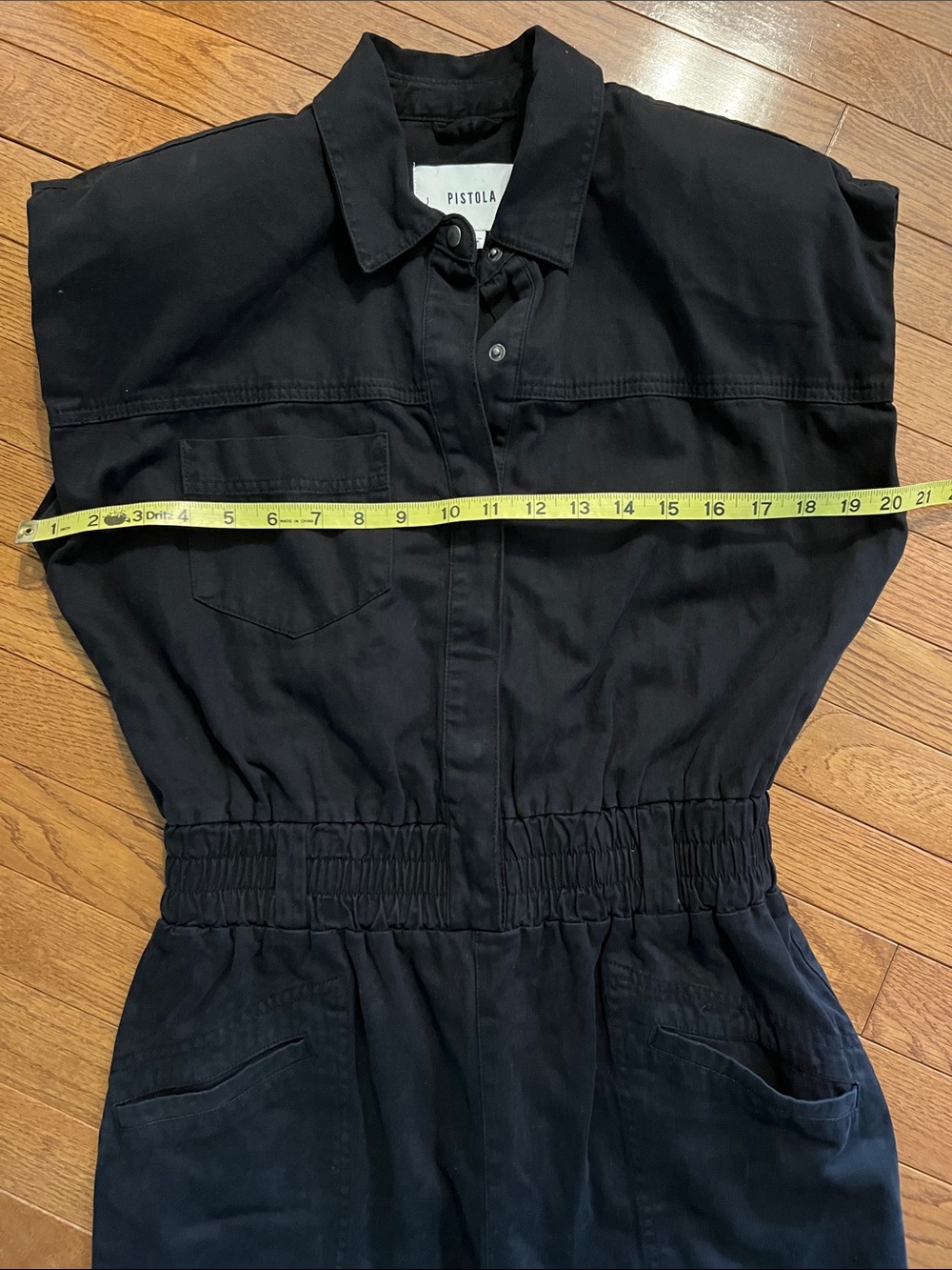 Pistola Rosie Padded Shoulder Black Cotton Jumpsuit - Picture 7 of 16